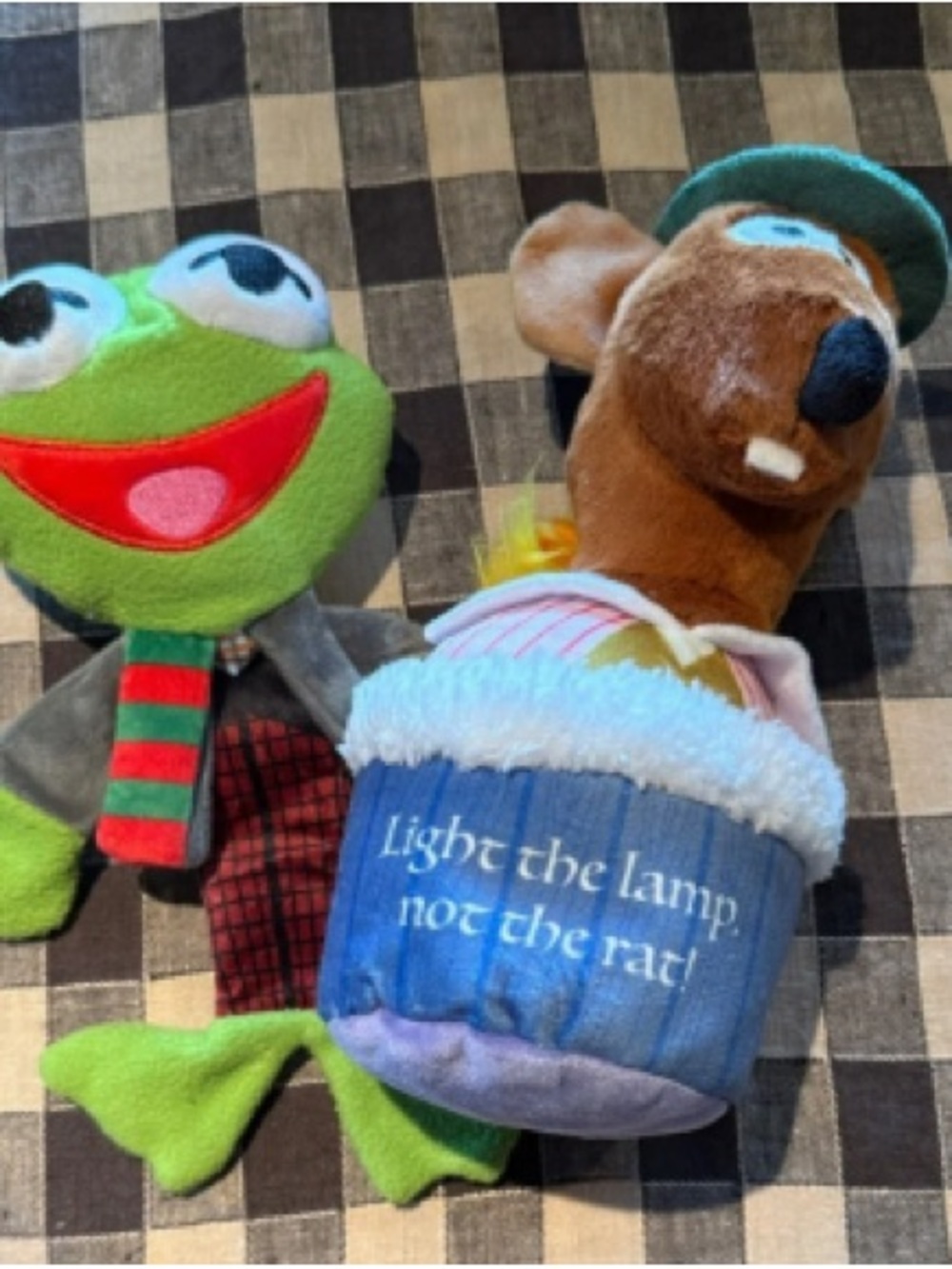 Festive Frog and Rat Plush Toy Set - Green & Brown